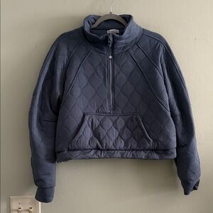 Better together Quilted Half-Zip Pullover in gray blue L